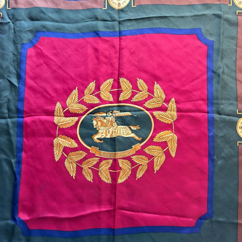 Vintage Burberry Prorsum 100% Silk Scarf Equestrian Knight Logo Made In Italy - Picture 3 of 9